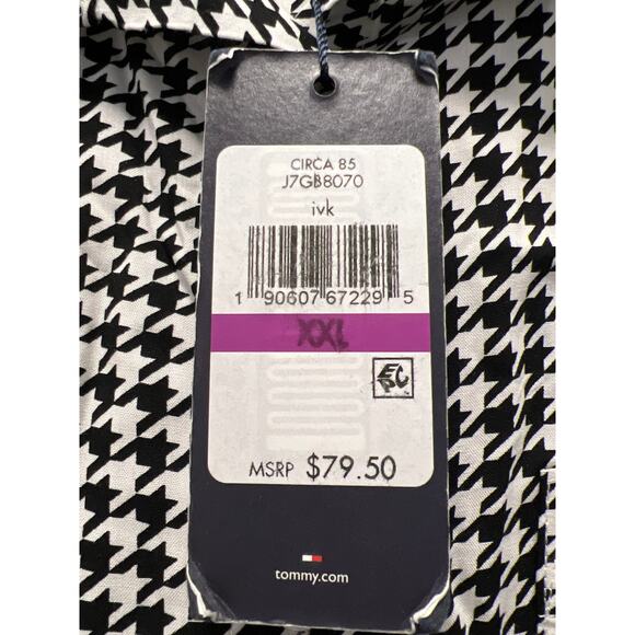 NWT Tommy Hilfiger Women’s Gingham Button Down Shirt Dress Size XXL Black White - Picture 3 of 5